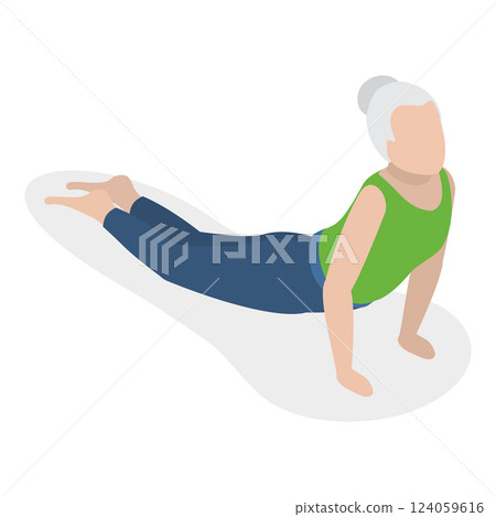 3D Isometric Flat Vector Illustration of Chakra Systems , Collection of Yoga Poses for Women. Item 20 124059616