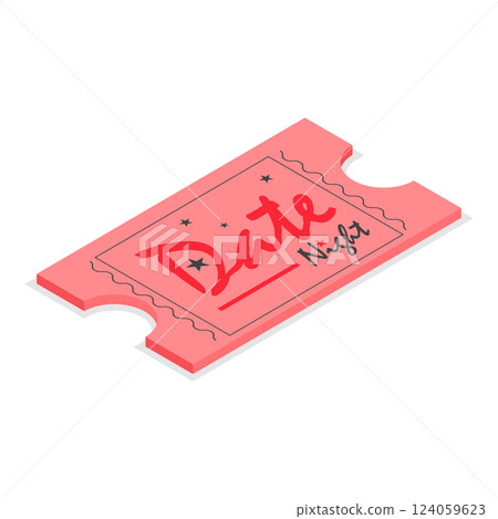 3D Isometric Flat Vector Set of Love Coupons, Retro Vintage Tickets. Item 4 3D Isometric Flat Vector Set of Love Coupons, Retro Vintage Tickets. Item 4 124059623