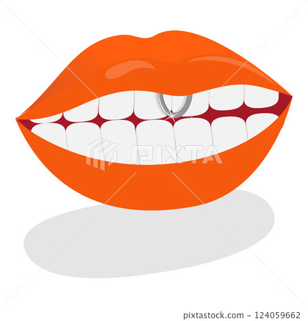 3D Isometric Flat Vector Illustration of Body Piercing, Hoops or Barbells. Item 6 124059662