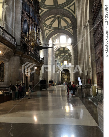 Mexico City, Mexico - 11.13.2019: Interior of the Cathedral of the Dormition of the Blessed Virgin Mary 124059964