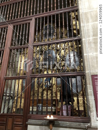 Mexico City, Mexico - 11.13.2019: Shrine in the interior of Cathedral of Assumption of Blessed Virgin Mary Mexico City, Mexico - 11.13.2019: Shrine in the interior of Cathedral of Assumption of Blessed Virgin Mary 124059965
