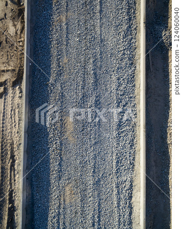 road of small gravel, view from above 124060040