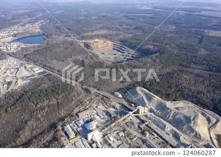 Open pit granite quarry, view from above 124060287