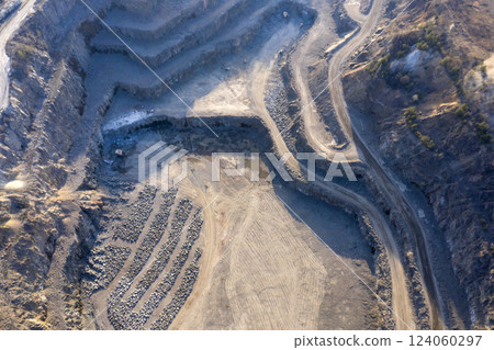 Open pit granite quarry, view from above 124060297