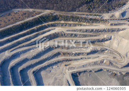Open pit granite quarry, view from above 124060305