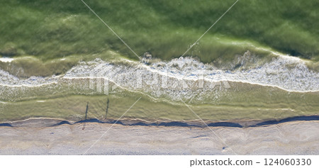 beach on the seashore, view from above beach on the seashore, view from above 124060330