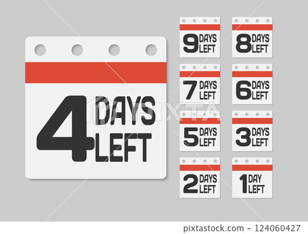 Countdown daily page calendar icon - 4 days left 124060427