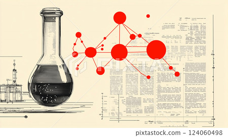 Illustration on the theme of chemistry and medicine formulas vintage style 124060498