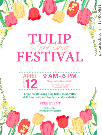 Tulip border poster template 124060681