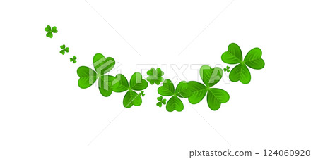 Realistic shamrock wreath element. Round clover frame. Green leaves 124060920