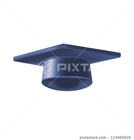 Realistic Blue graduate cap. 3D Graduation Doctoral hat. 124060926