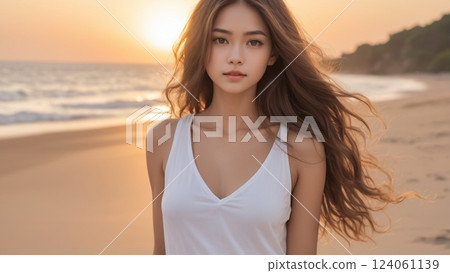 被夕陽照亮的女人 124061139