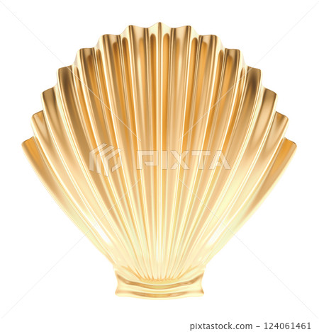 Golden Shell, closed. Top view. 3d rendering 124061461