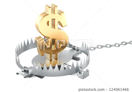 Money Trap, concept.  Bear trap with dollar symbol, 3D rendering 124061466