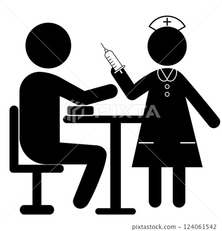 Pictogram of a person taking a blood test 124061542
