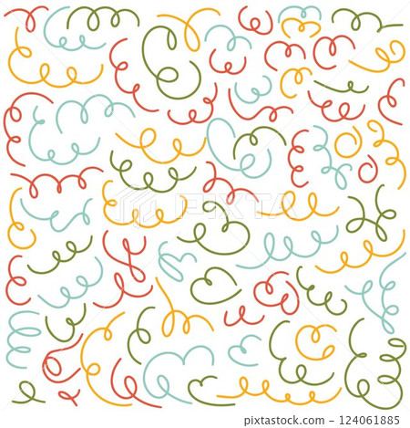 Creative abstract style art background for kids or trendy design with basic shapes. Simple children's doodles and squiggles on wallpaper. Vector illustration 124061885