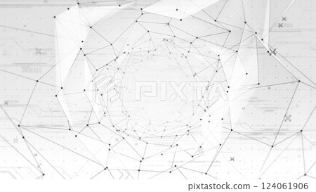 具有網路拓撲的隧道網路空間-白色 124061906