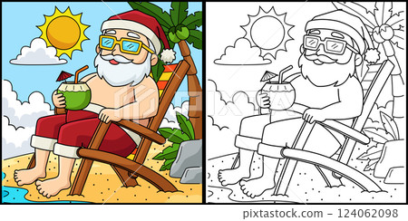 Christmas in July Santa Relaxing Illustration Christmas in July Santa Relaxing Illustration 124062098