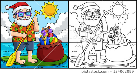 Christmas in July Santa Paddle Boarding Christmas in July Santa Paddle Boarding 124062099