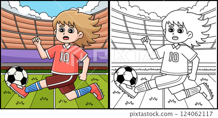 Female Soccer Player Intercepting Illustration Female Soccer Player Intercepting Illustration 124062117