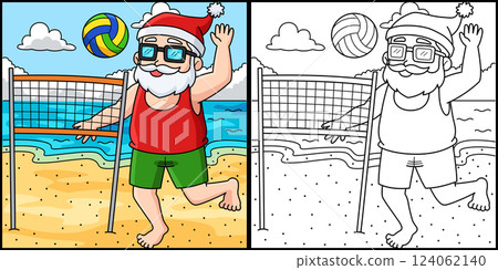 Christmas in July Santa Playing Beach Volleyball Christmas in July Santa Playing Beach Volleyball 124062140