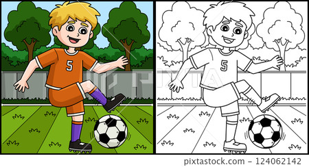 Male Soccer Player Doing Tricks Illustration Male Soccer Player Doing Tricks Illustration 124062142