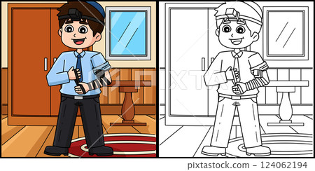 Bar Mitzvah Boy Putting on Tefillin Illustration Bar Mitzvah Boy Putting on Tefillin Illustration 124062194
