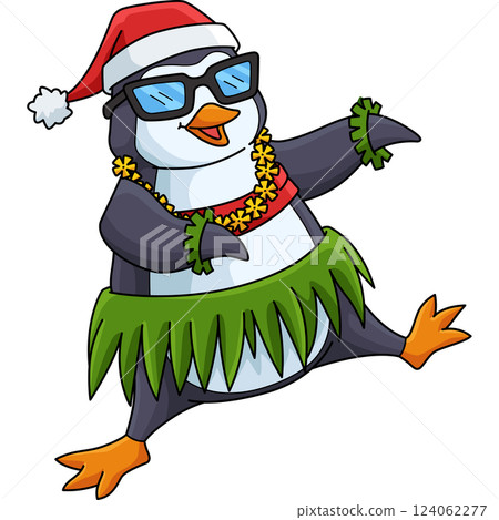 Christmas in July Penguin Cartoon Colored Clipart  124062277