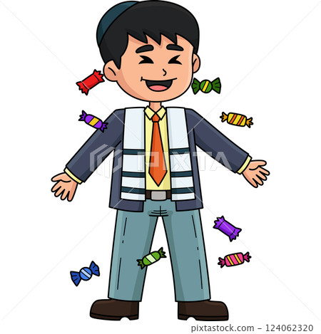 Bar Mitzvah Boy Showering Candies Cartoon Clipart Bar Mitzvah Boy Showering Candies Cartoon Clipart 124062320