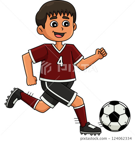 Male Soccer Player Running Ball Cartoon Clipart Male Soccer Player Running Ball Cartoon Clipart 124062334