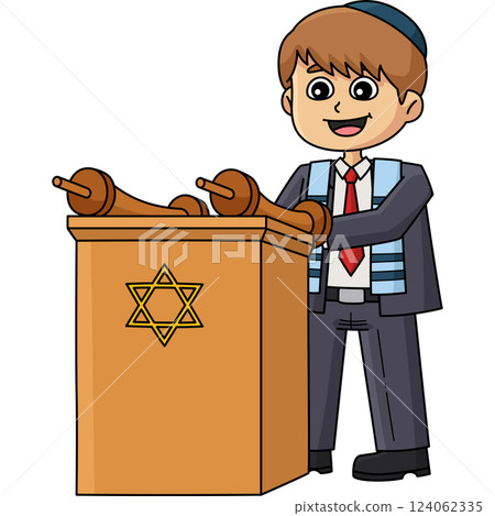 Bat Mitzvah Boy Reading the Torah Cartoon Clipart Bat Mitzvah Boy Reading the Torah Cartoon Clipart 124062335