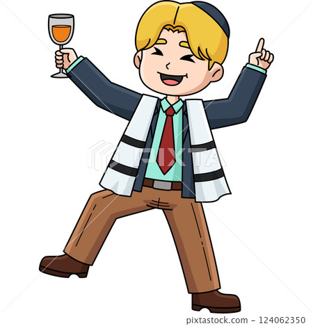 Bar Mitzvah Boy Having a Party Cartoon Clipart  124062350