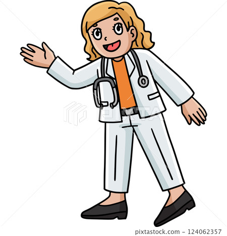 Female Doctor Cartoon Colored Clipart  124062357