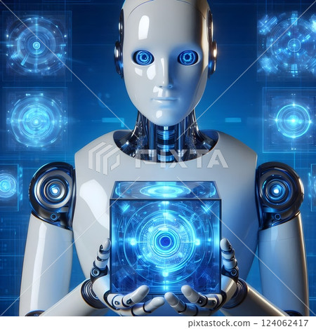 A robotic figure with a humanoid design 124062417