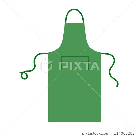 Long Bib Apron technical fashion illustration. Chef uniform for cooking green cartoon Flat sketch outline apparel template 124063292