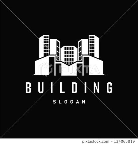 High rise building logo design with real estate apartment construction concept simple template illustration High rise building logo design with real estate apartment construction concept simple template illustration 124063819