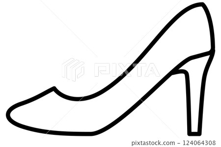 Clothing, high heels simple black and white line icon 124064308