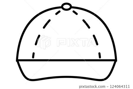 服裝、帽子簡單的黑白線條圖標 124064311
