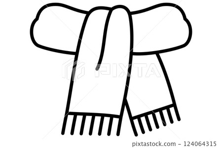Clothing, scarf simple black and white line icon 124064315