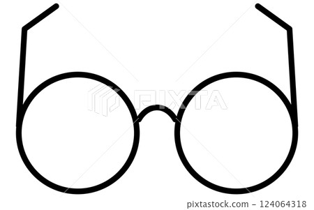 Simple black and white line icon of clothing, round glasses 124064318