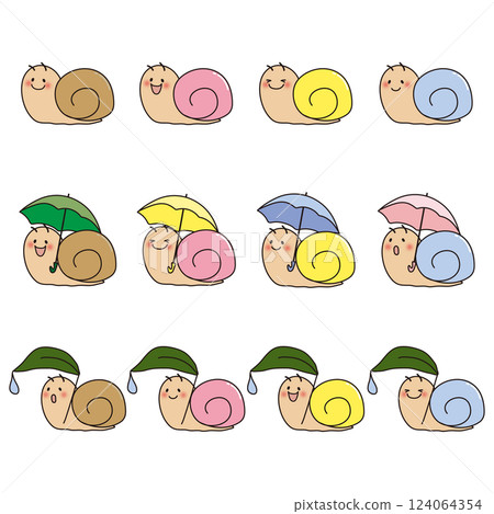 Cute snail set with umbrella Cute snail set with umbrella 124064354