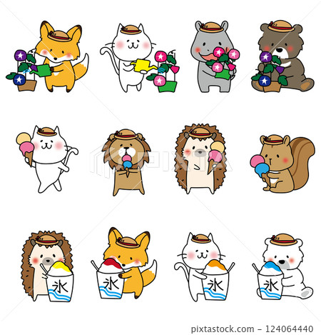 暑假動物套裝牽牛花冰淇淋刨冰 124064440