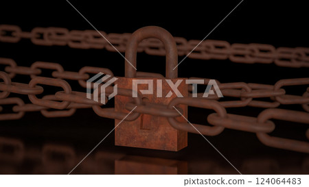 The Rusty lock for protection or security concept 3d Rendering. 124064483