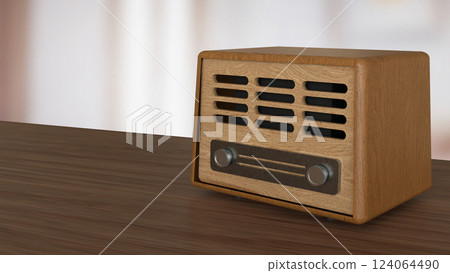 The Radio Vintage for Pod Cast or Music concept 3d Rendering. The Radio Vintage for Pod Cast or Music concept 3d Rendering. 124064490