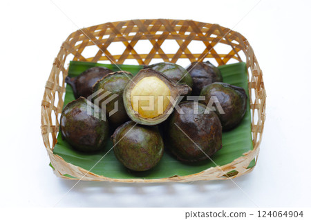 Djenkol fruit bean on white background 124064904