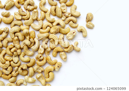 Cashew nuts on white background. Cashew nuts on white background. 124065099