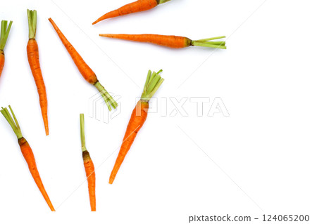 Fresh carrots on white background. Fresh carrots on white background. 124065200