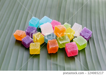 Colorful crispy jelly. Thai sweet dessert 124065217