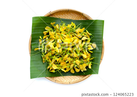Sesbania flower on white background. Sesbania flower on white background. 124065223