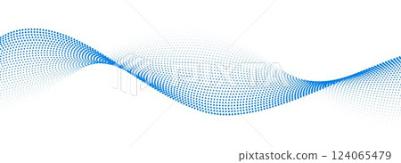 Light blue dotted wave line pattern. Halftone undulate net background. Abstract air flowing particle wallpaper. Vector curve dashed gradient element for poser, banner, presentation, booklet, flyer Light blue dotted wave line pattern. Halftone undulate net background. Abstract air flowing particle wallpaper. Vector curve dashed gradient element for poser, banner, presentation, booklet, flyer 124065479